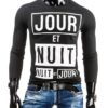 Pánské tričko s dlouhým rukávem – Jour et nuit, černé